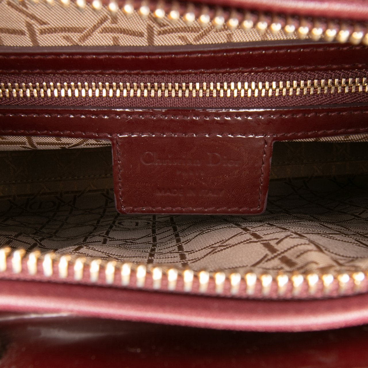 Dior Large Patent Cannage Lady Dior Rood