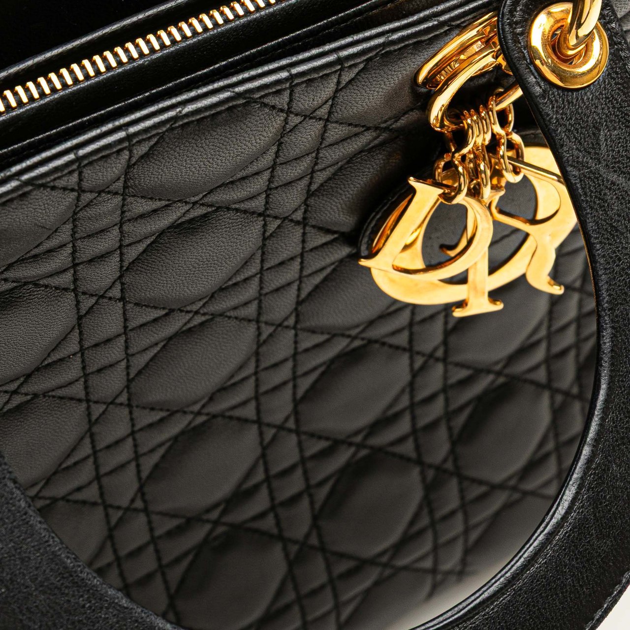 Dior Large Lambskin Cannage Lady Dior Zwart
