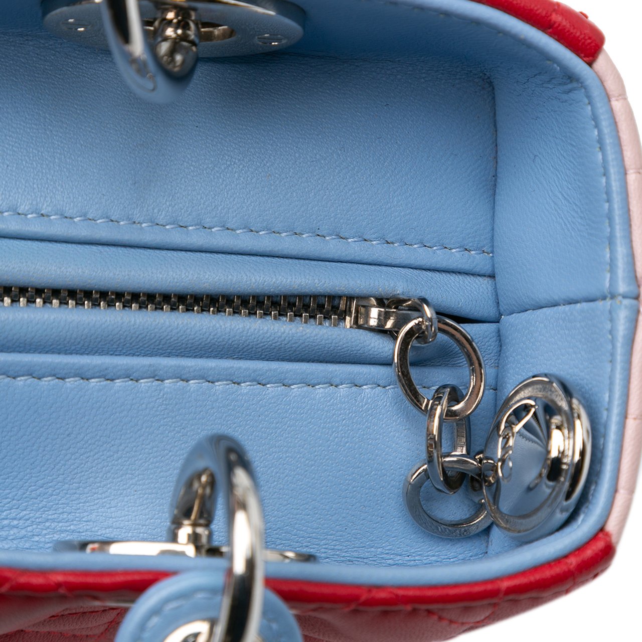 Dior Medium Tricolor Lambskin Cannage Lady Dior Rood