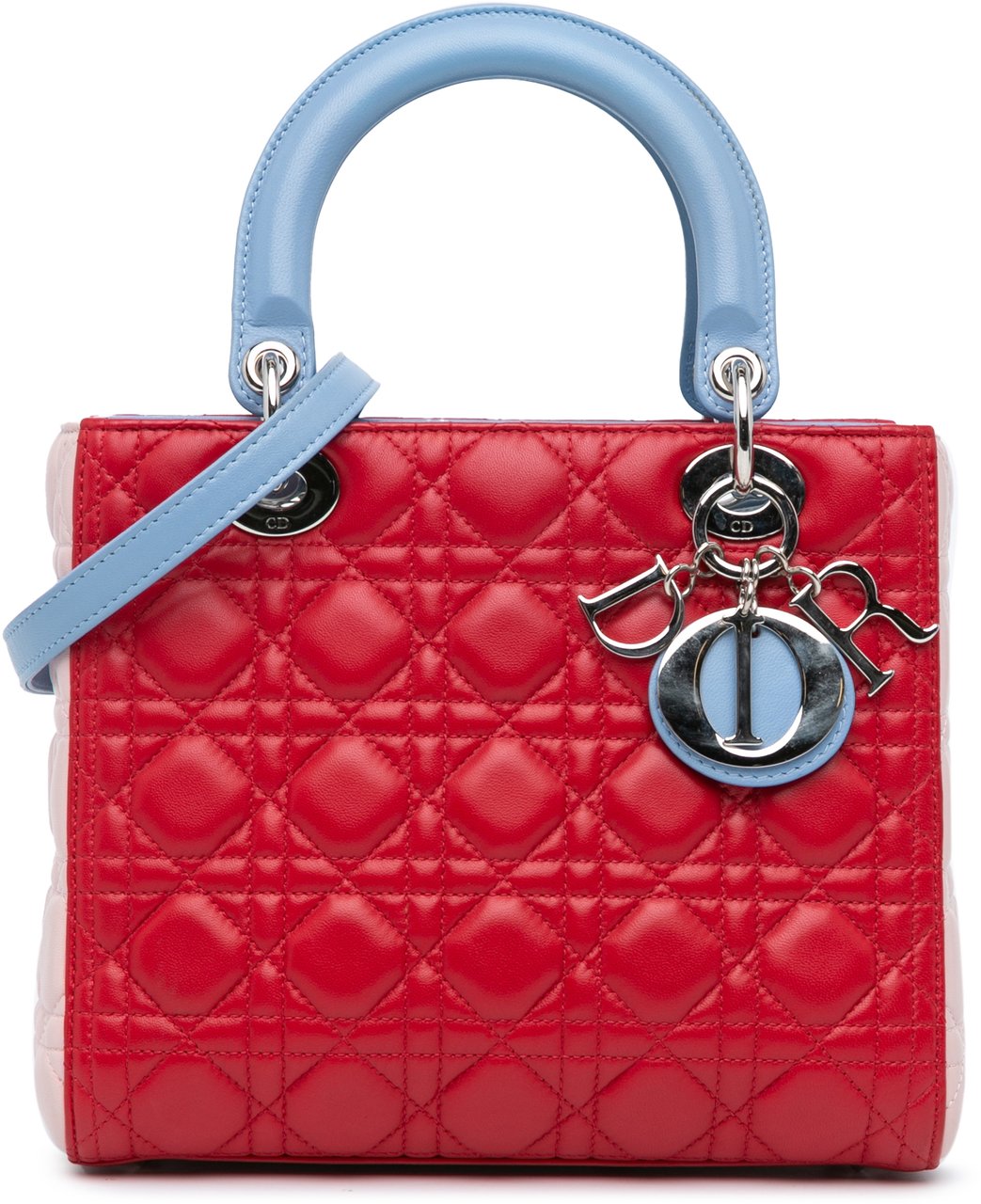 Dior Medium Tricolor Lambskin Cannage Lady Dior Rood