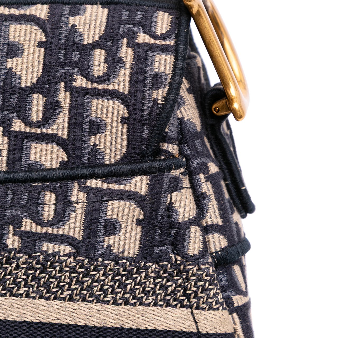 Dior Oblique Embroidered Canvas Saddle Bag Blauw