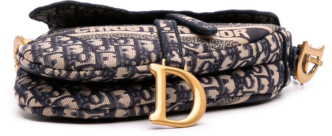 Dior Oblique Embroidered Canvas Saddle Bag Blauw