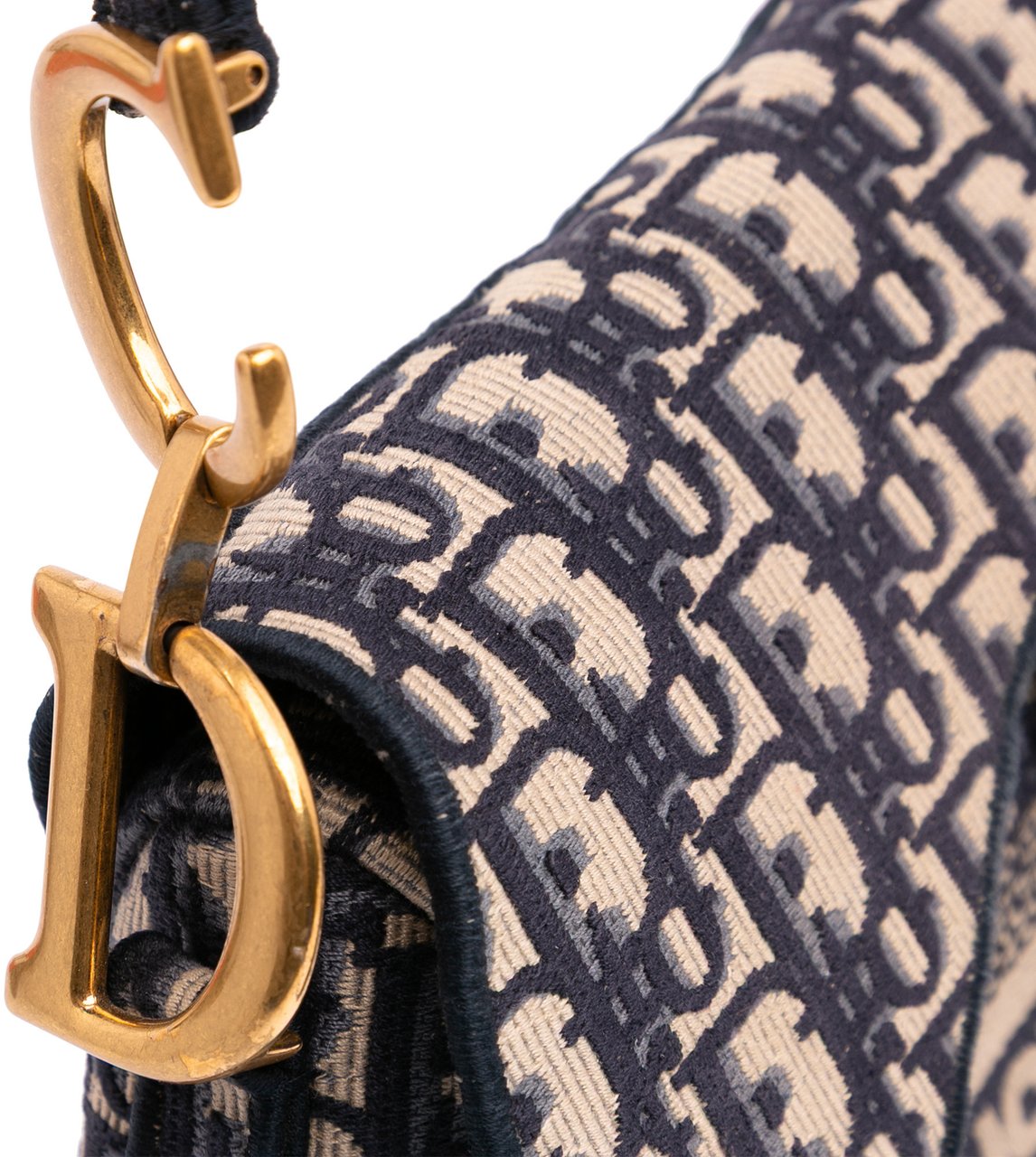 Dior Oblique Embroidered Canvas Saddle Bag Blauw