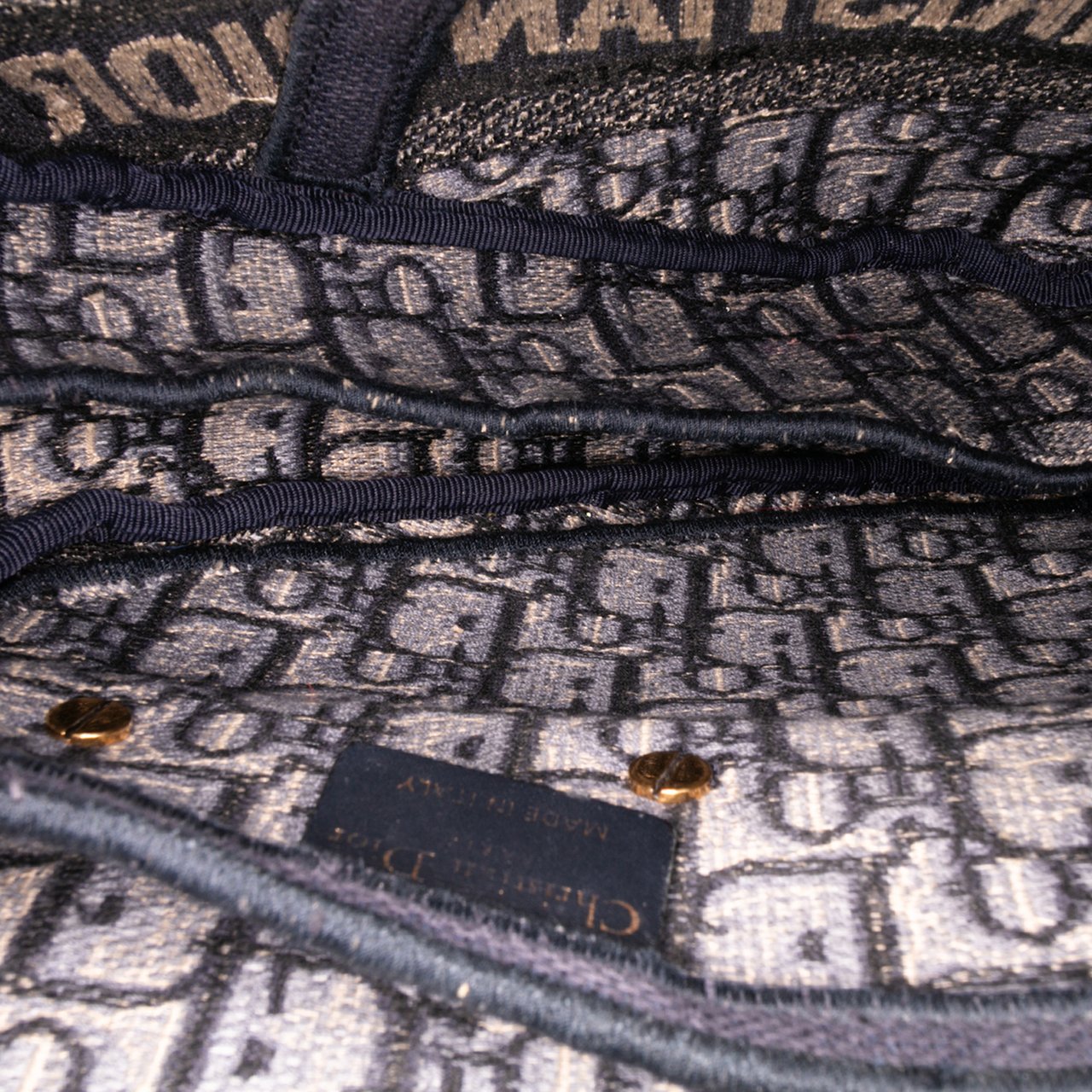 Dior Oblique Embroidered Canvas Saddle Bag Blauw