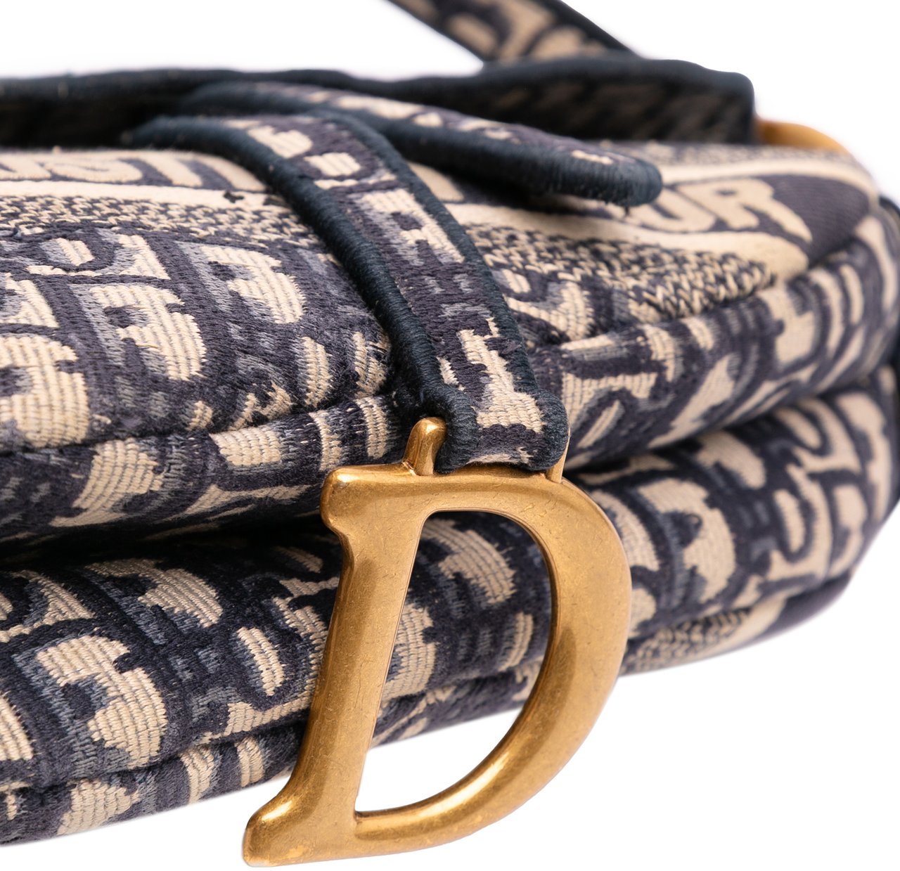 Dior Oblique Embroidered Canvas Saddle Bag Blauw