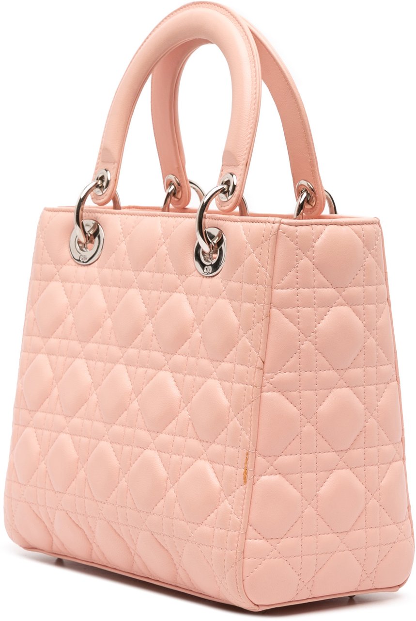 Dior Medium Lambskin Cannage Lady Dior Roze