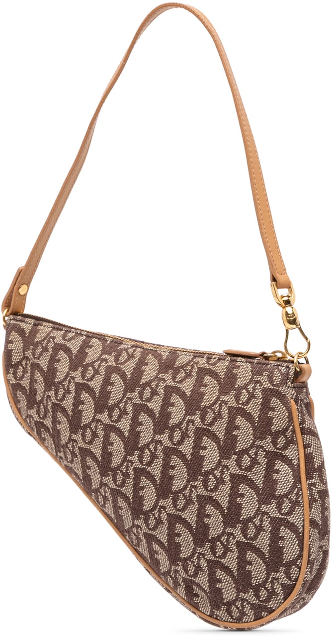 Dior Mini Diorissimo Canvas Saddle Pochette Bruin