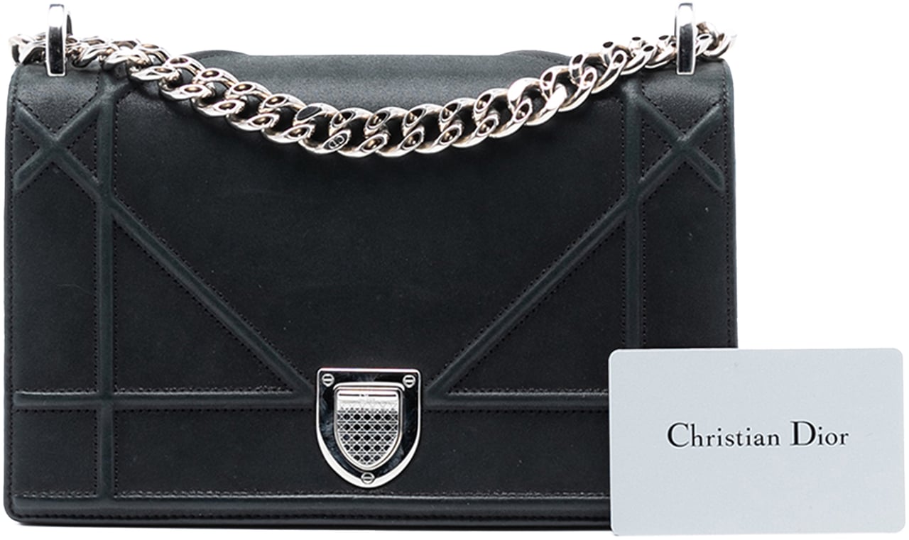 Dior Small Lambskin Diorama Flap Zwart