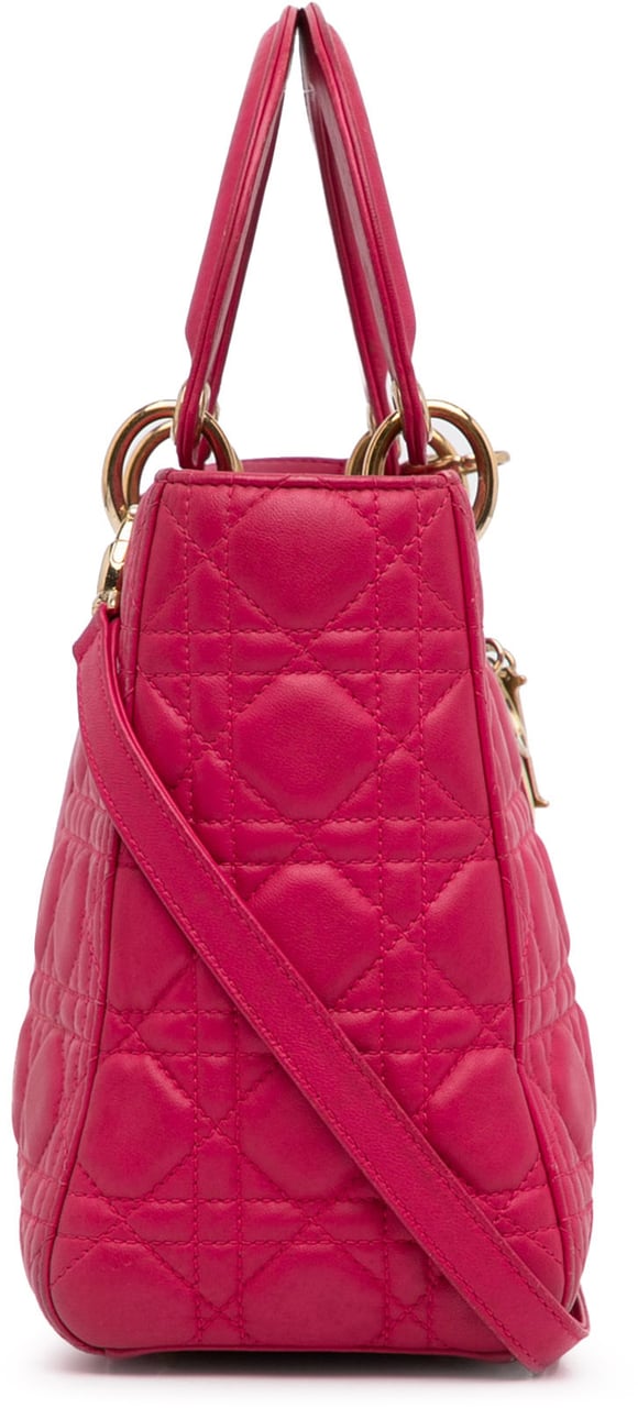 Dior Medium Lambskin Cannage Lady Dior Roze