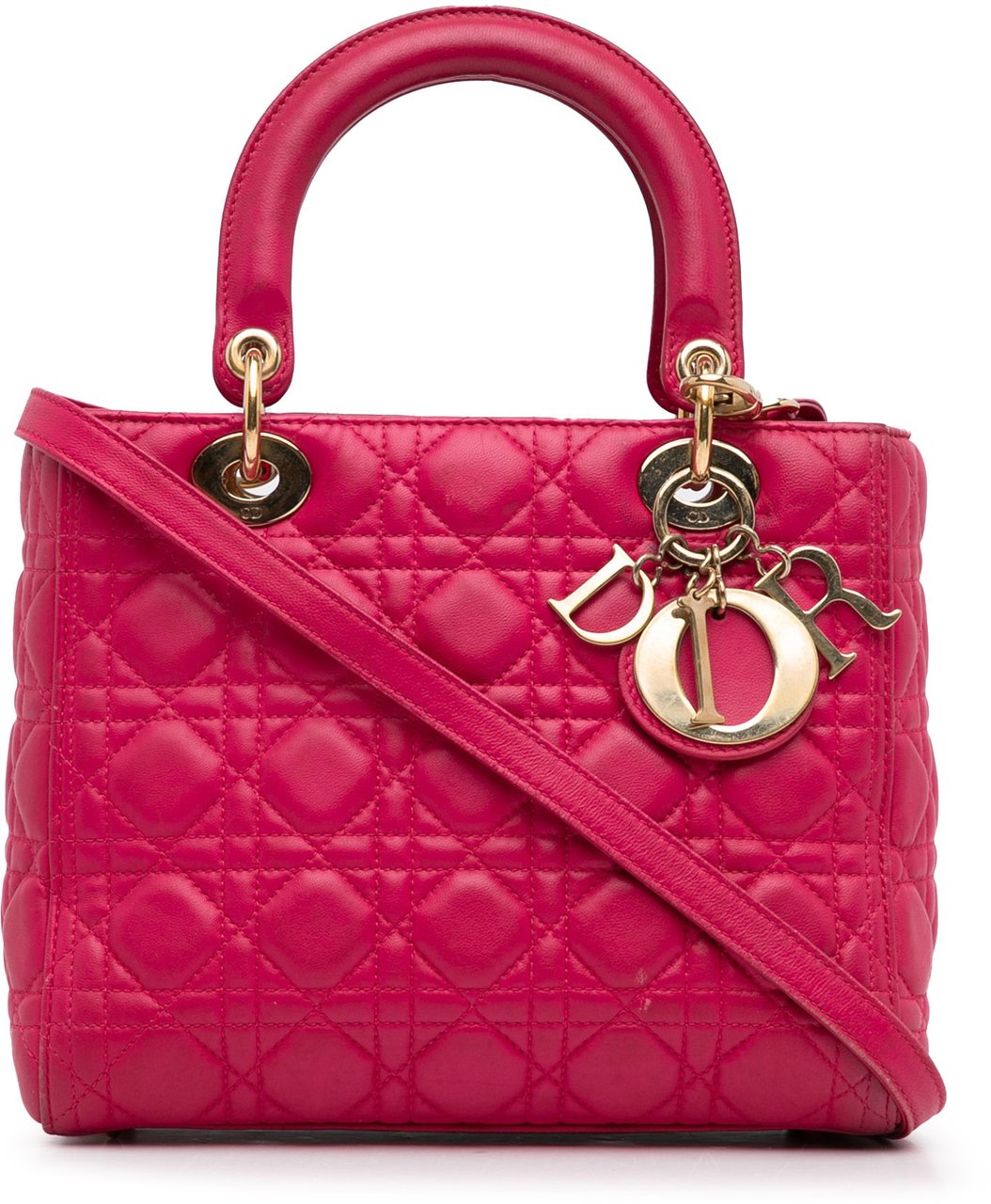 Dior Medium Lambskin Cannage Lady Dior Roze