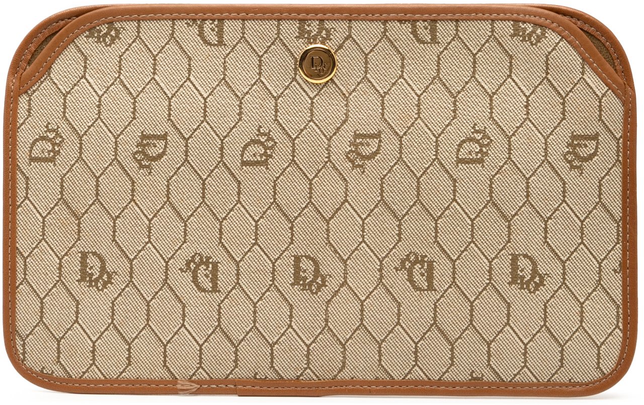 Dior Honeycomb Canvas Clutch Bruin
