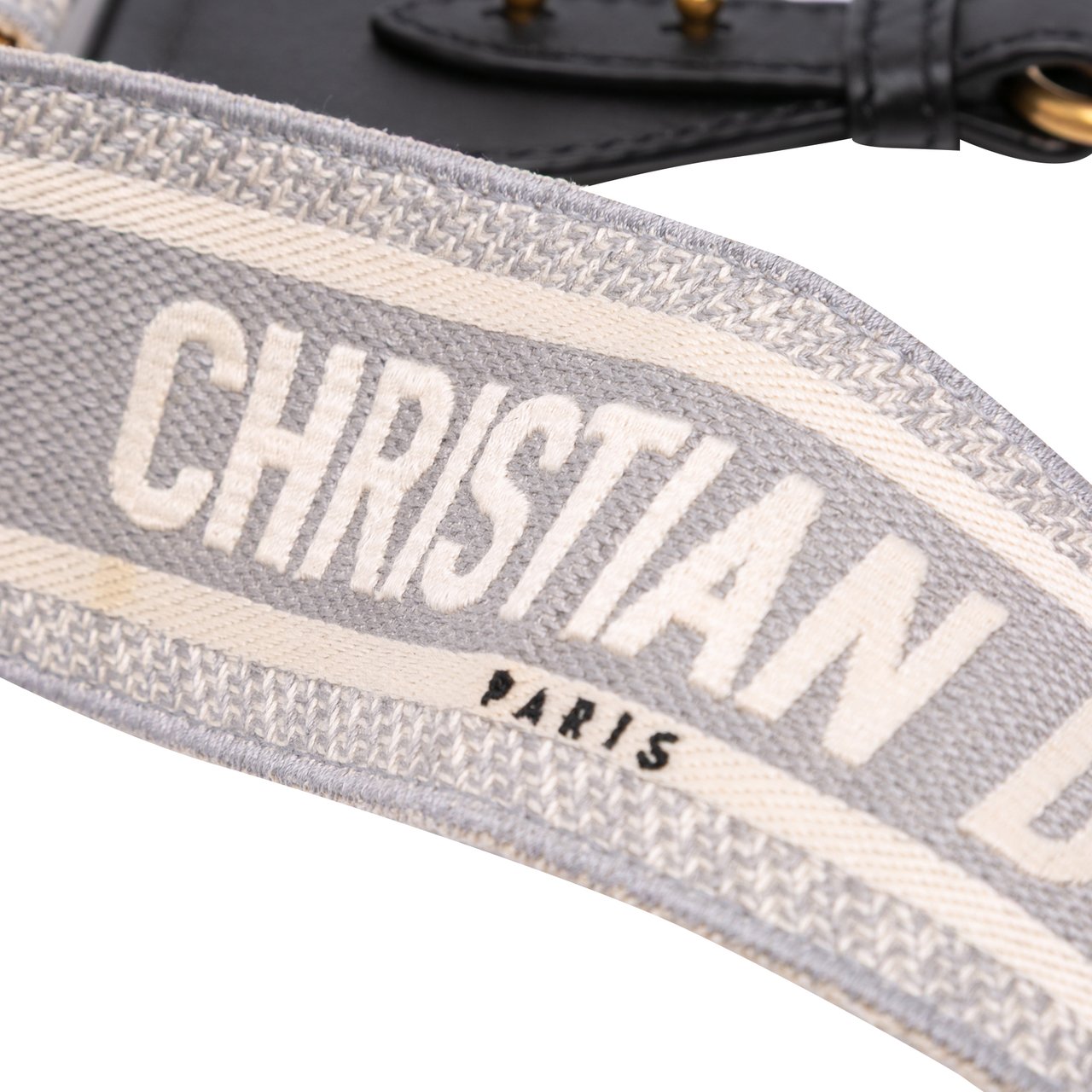 Dior Embroidered Canvas Logo Bag Strap Grijs