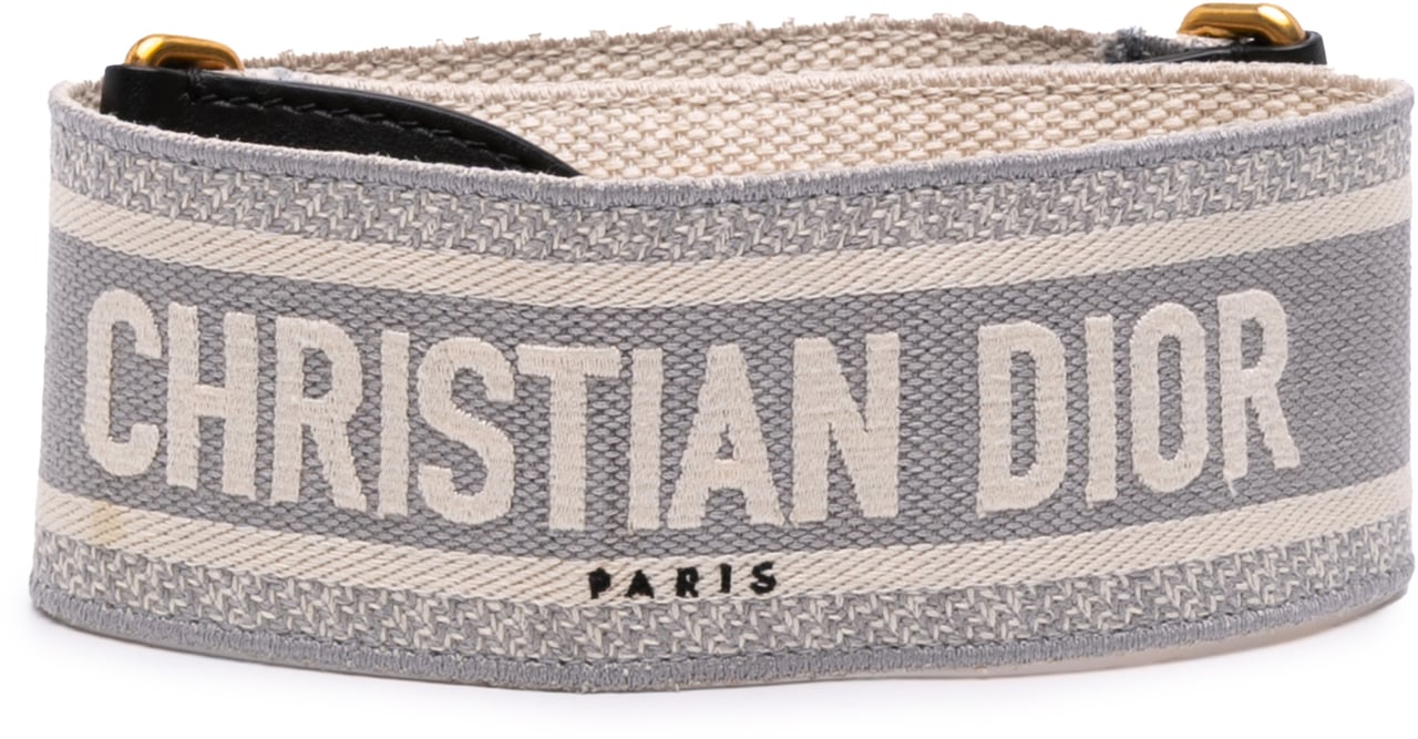 Dior Embroidered Canvas Logo Bag Strap Grijs
