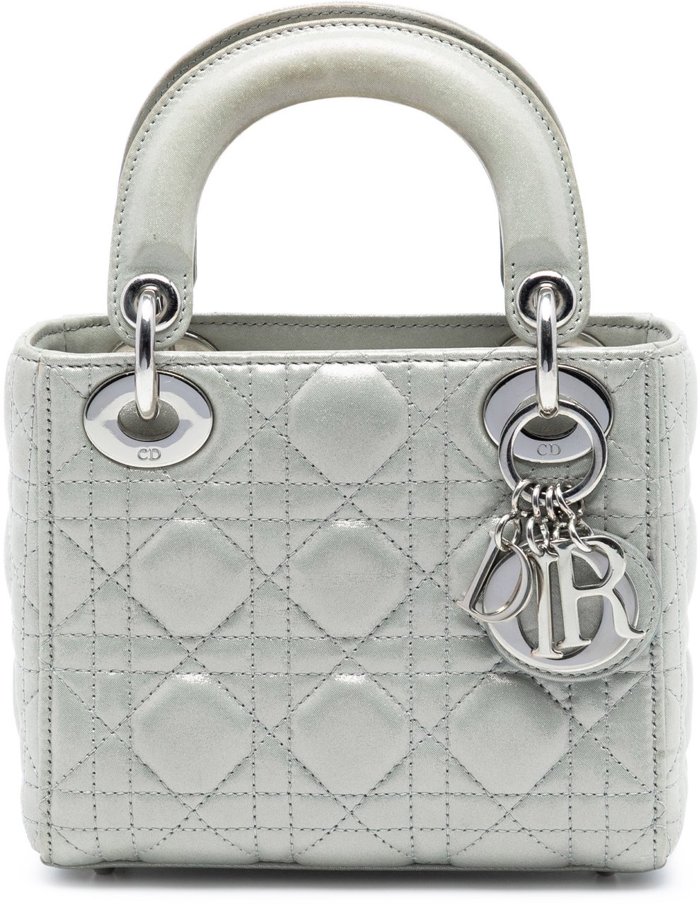 Dior Mini Iridescent Lambskin Cannage Lady Dior Zilver