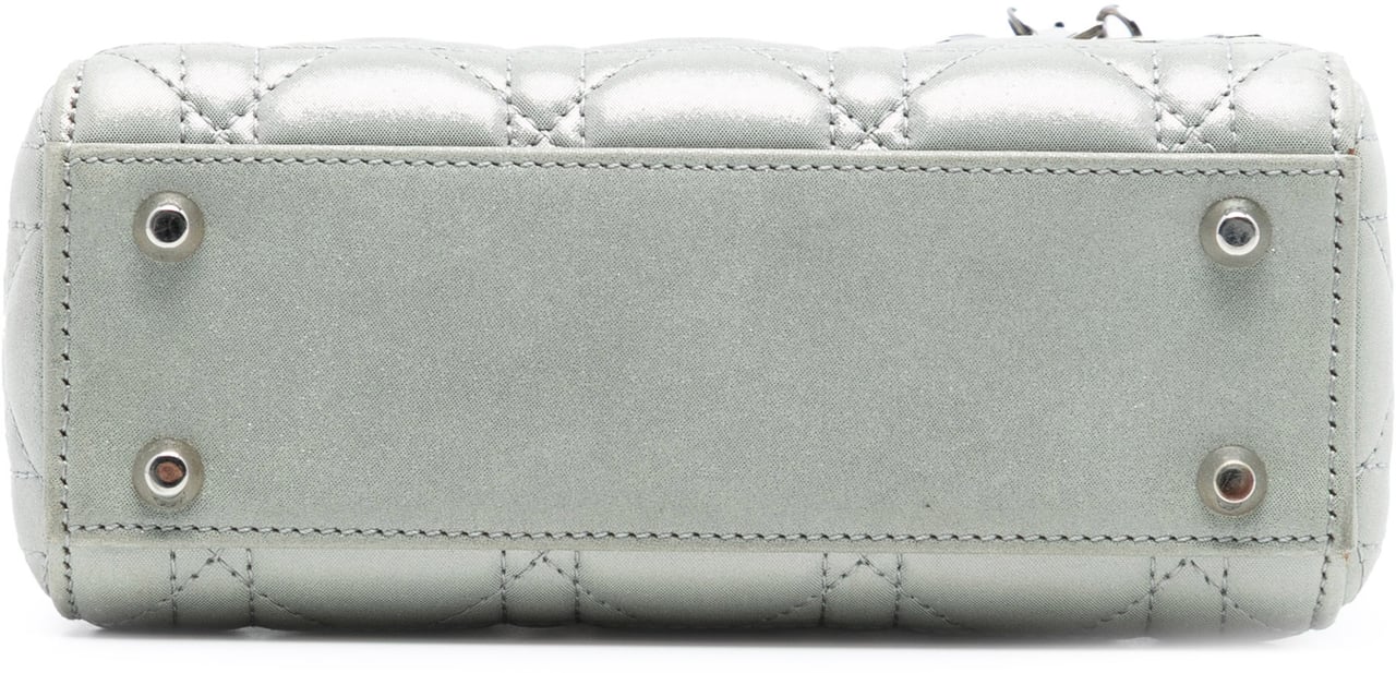 Dior Mini Iridescent Lambskin Cannage Lady Dior Zilver