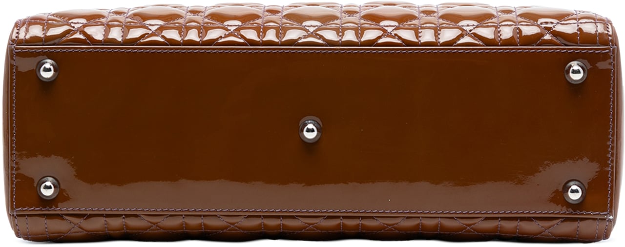 Dior Large Patent Cannage Lady Dior Bruin