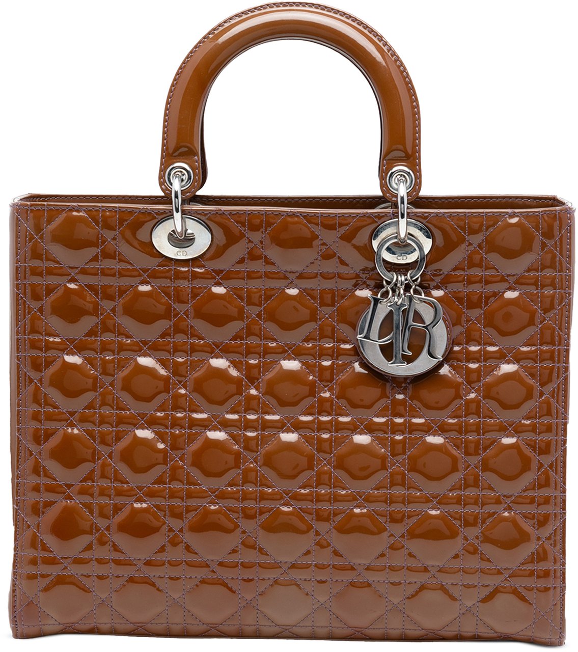 Dior Large Patent Cannage Lady Dior Bruin