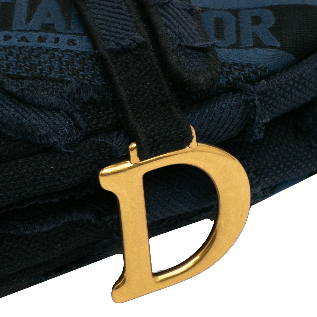 Dior Canvas Embroidered Camouflage Saddle Bag Blauw