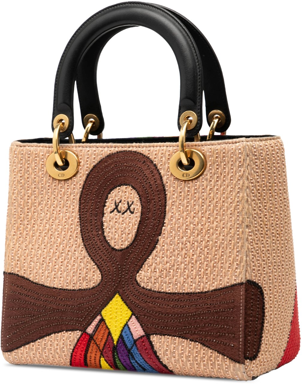 Dior Medium Canvas Beaded and Embroidered Tarot Judgment Lady Dior Bruin