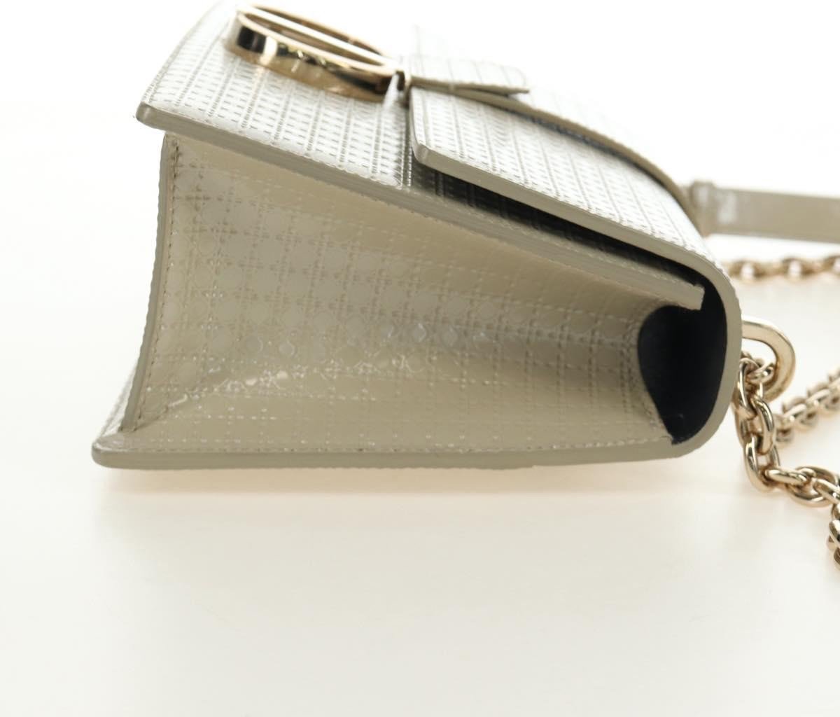 Dior Christian Dior 30 Montaigne Chain Flap Micro Cannage Metallic Calfskin Beige