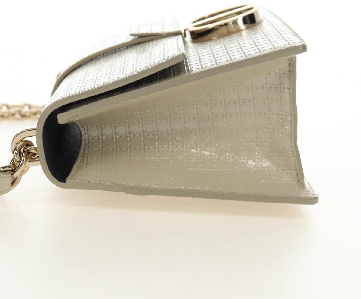 Dior Christian Dior 30 Montaigne Chain Flap Micro Cannage Metallic Calfskin Beige