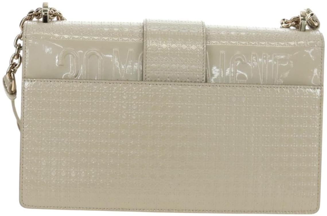 Dior Christian Dior 30 Montaigne Chain Flap Micro Cannage Metallic Calfskin Beige