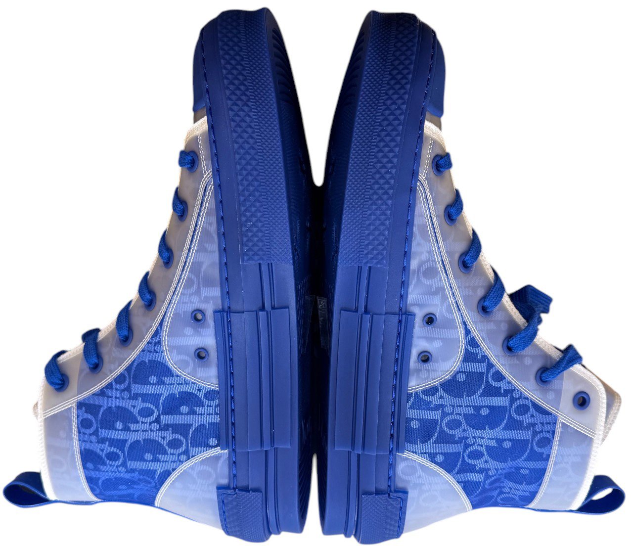 Dior Christian Dior Men's B23 High-Top Sneakers Oblique Coated Canvas and PVC Blauw