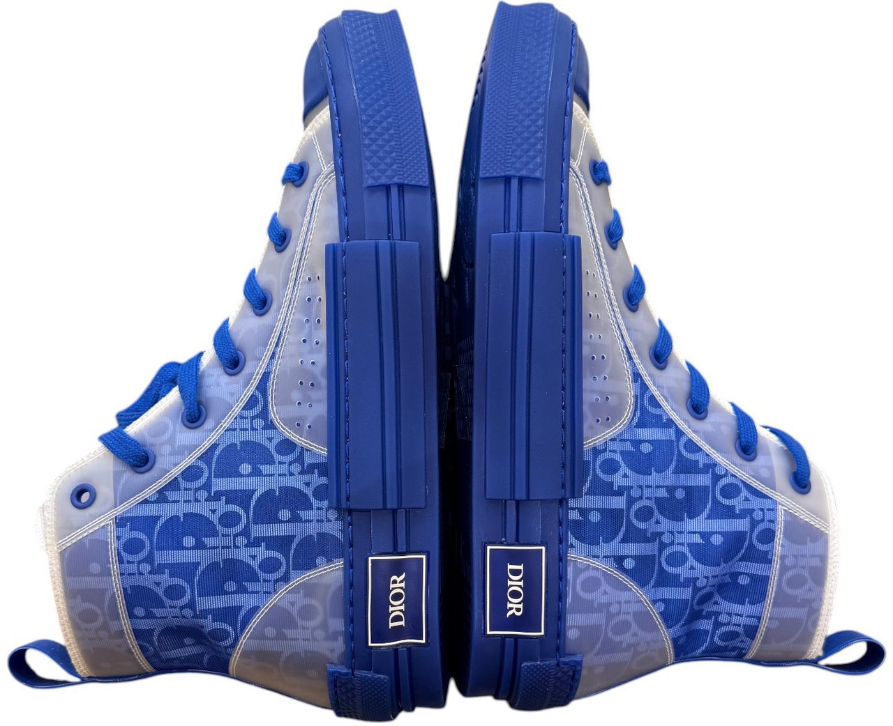 Dior Christian Dior Men's B23 High-Top Sneakers Oblique Coated Canvas and PVC Blauw