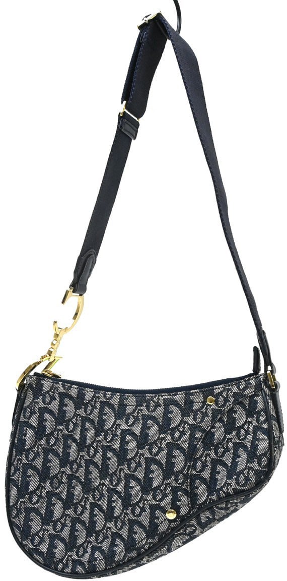 Dior Christian Dior Vintage Trotteur Chain shoulder bag Canvas Blauw