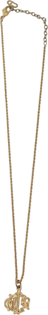 Dior Christian Dior Logo Pendant Necklace Metal Goud