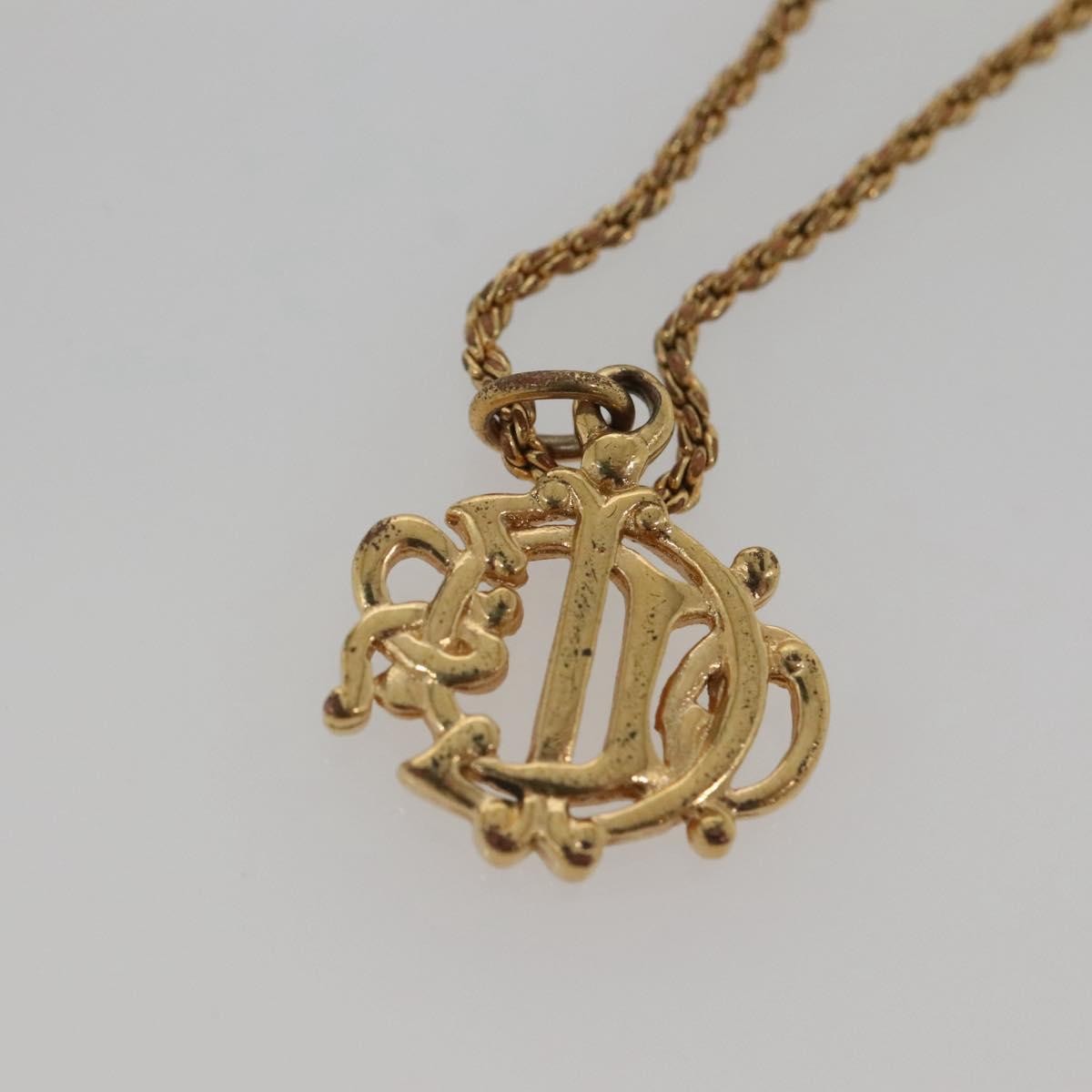 Dior Christian Dior Logo Pendant Necklace Metal Goud