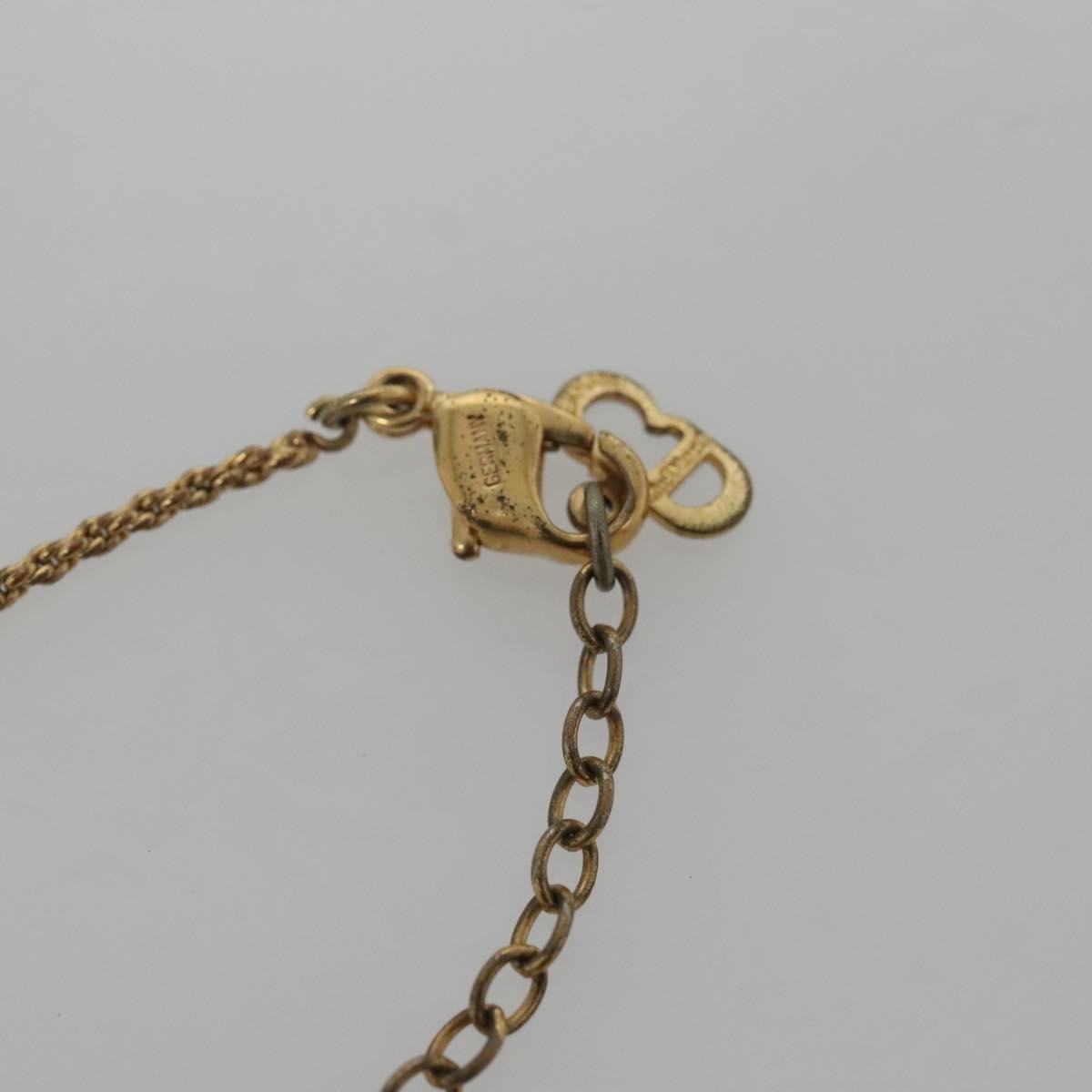 Dior Christian Dior Logo Pendant Necklace Metal Goud