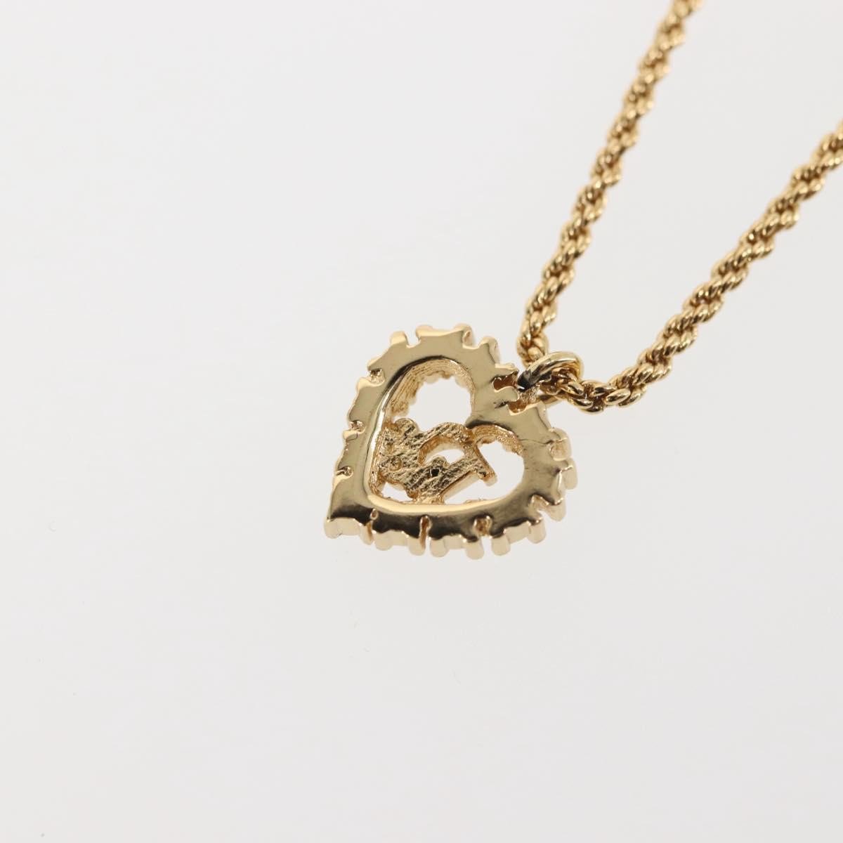 Dior Christian Dior Vintage CD Heart Pendant Necklace Metal with Crystals Goud