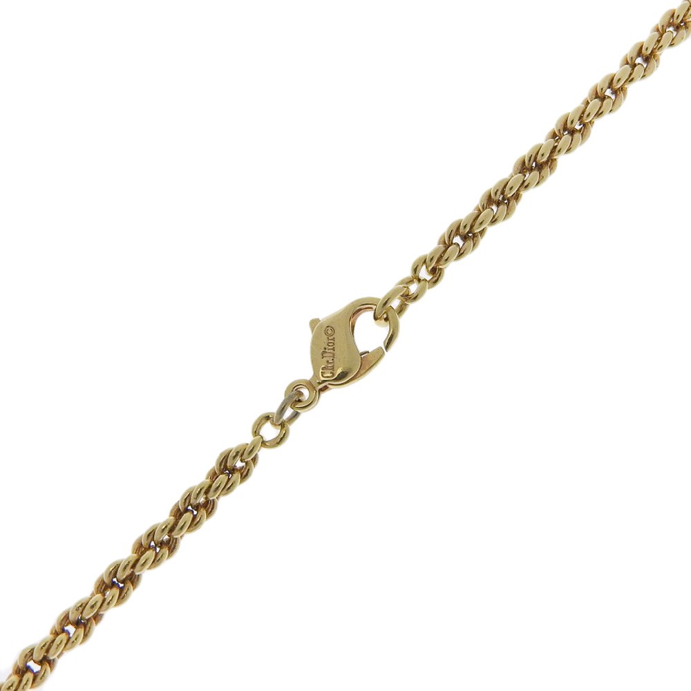 Dior Christian Dior VIntage Circle Pendant Necklace Metal with Crystals Goud