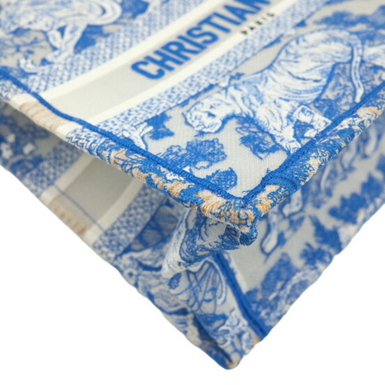 Dior Christian Dior Book Tote Embroidered Leather Small Blauw