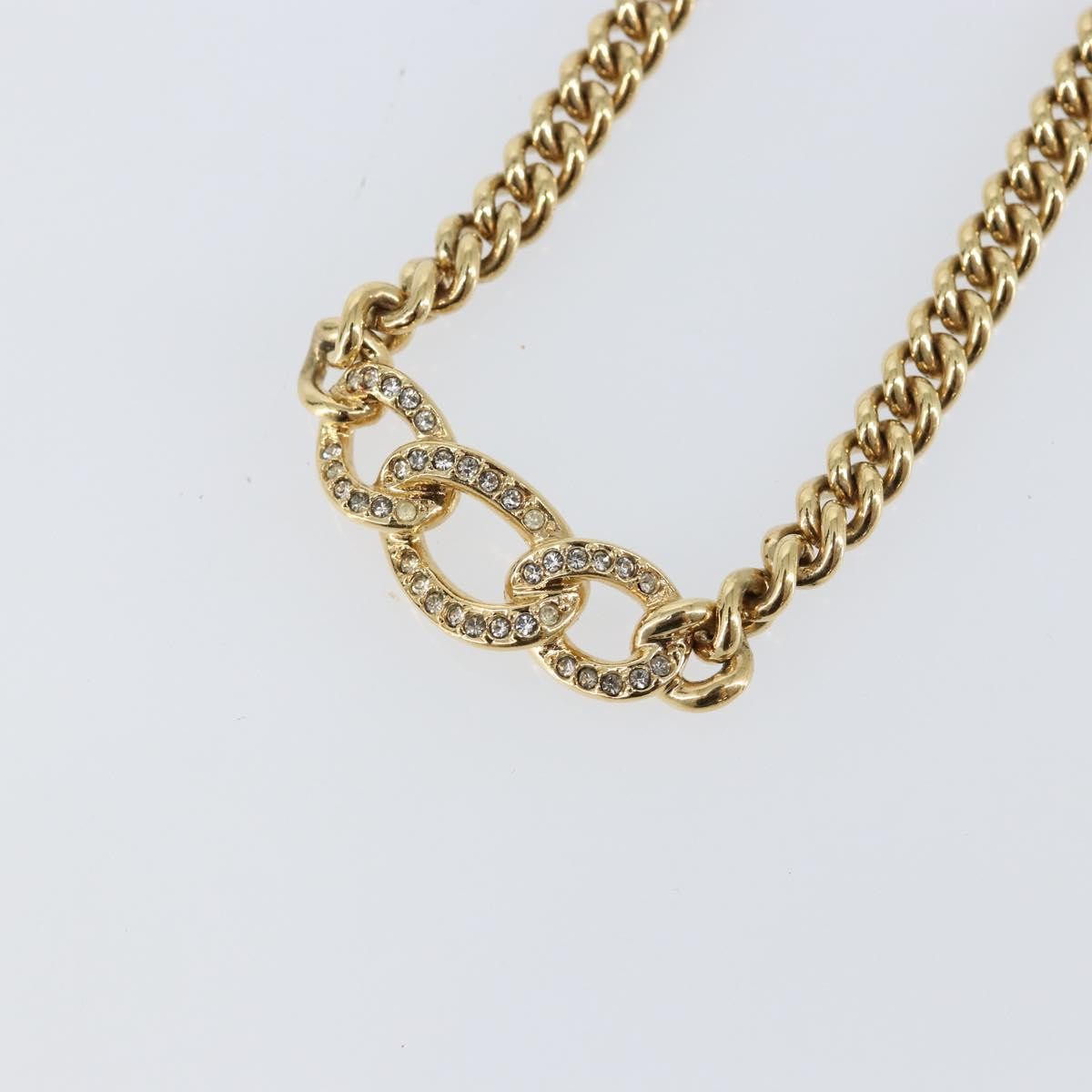 Dior Christian Dior CD Chain Link Necklace Metal with Crystals Goud