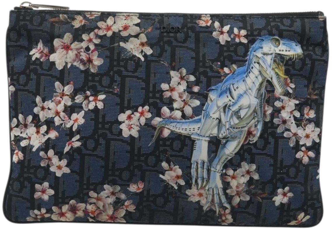 Dior Christian Dior Diorama Clutch Satin Navy