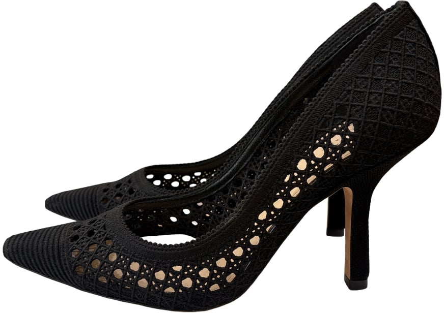 Dior Christian Dior Women's Capture Pumps Cannage Embroidered Canvas Zwart