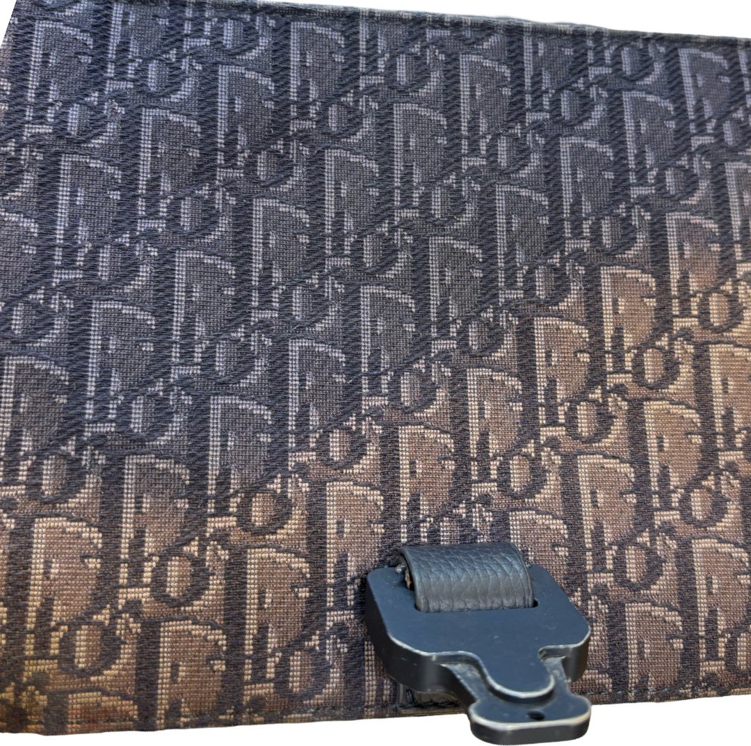 Dior Christian Dior Saddle Flap Messenger Oblique Canvas and Leather Mini Blauw