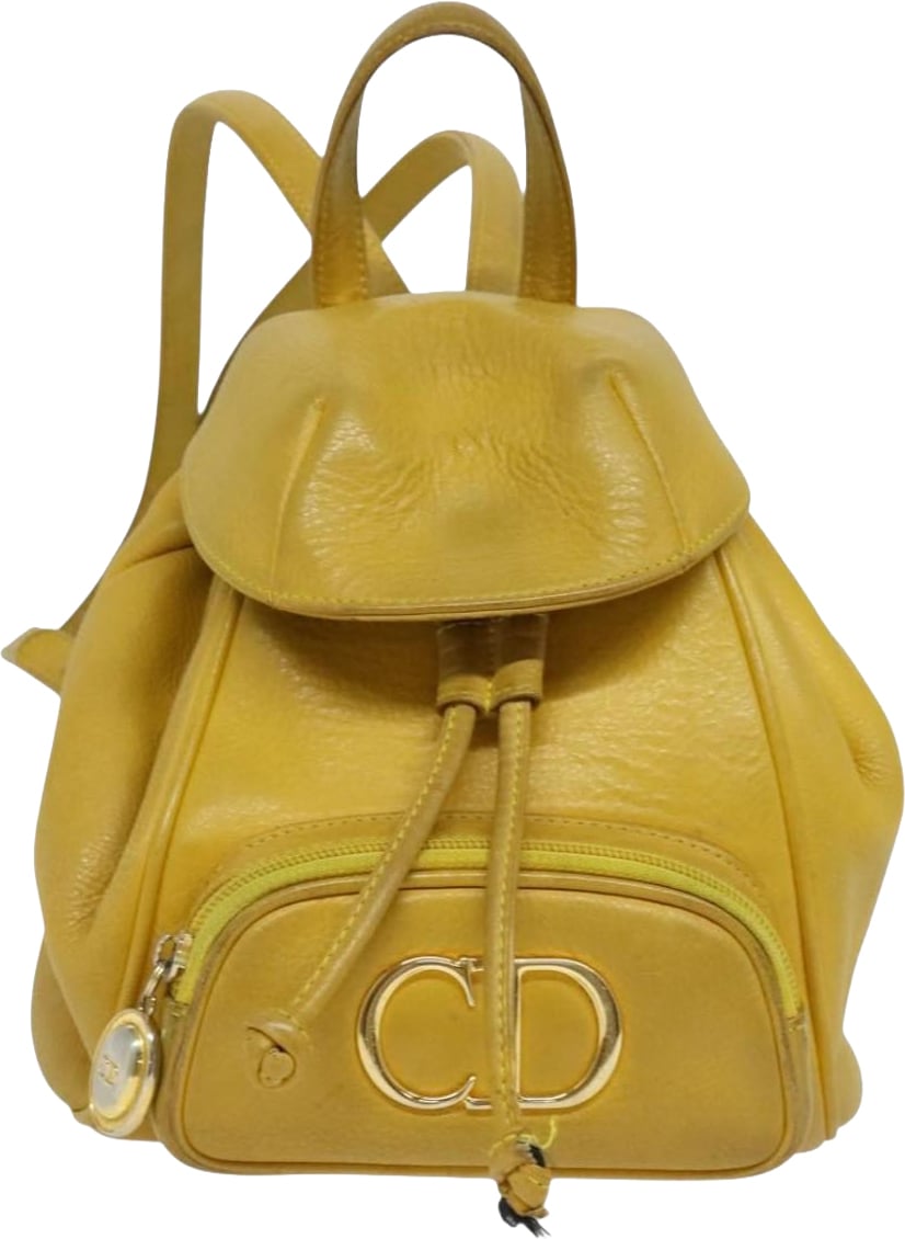 Dior Christian Dior Vintage Flap Leather Small Geel