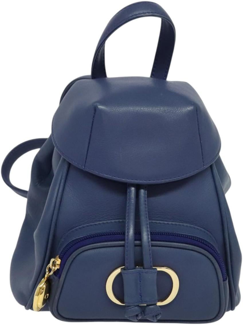 Dior Christian Dior Vintage Flap Backpack Leather Small Blauw