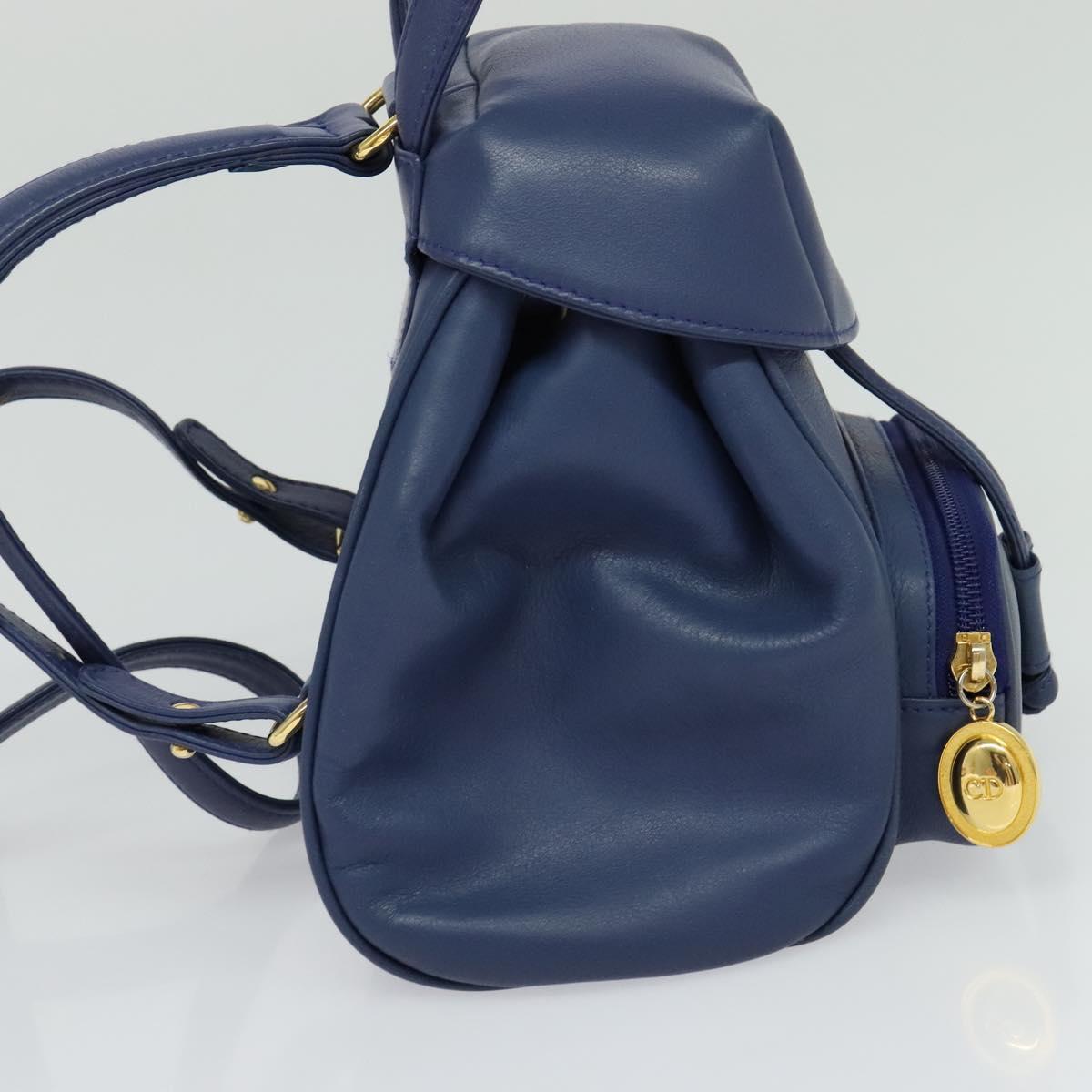 Dior Christian Dior Vintage Flap Backpack Leather Small Blauw