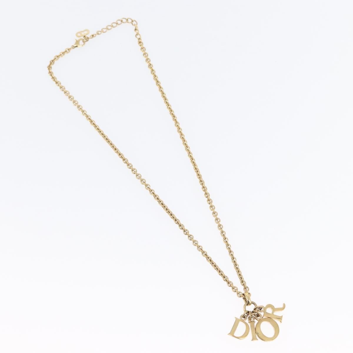 Dior Christian Dior Vintage Dior Logo Necklace Metal Goud