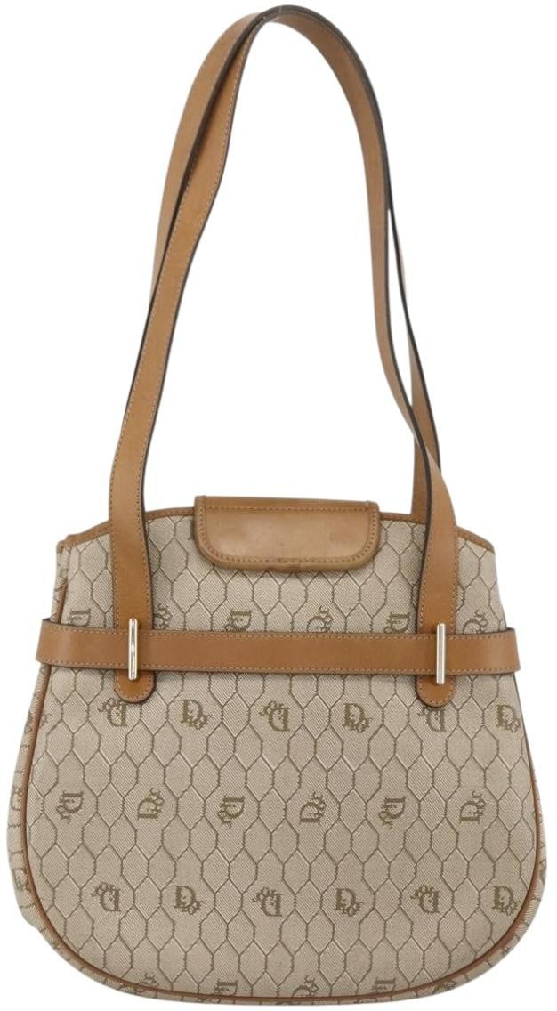 Dior Christian Dior Vintage Honeycomb Canvas and Leather Beige