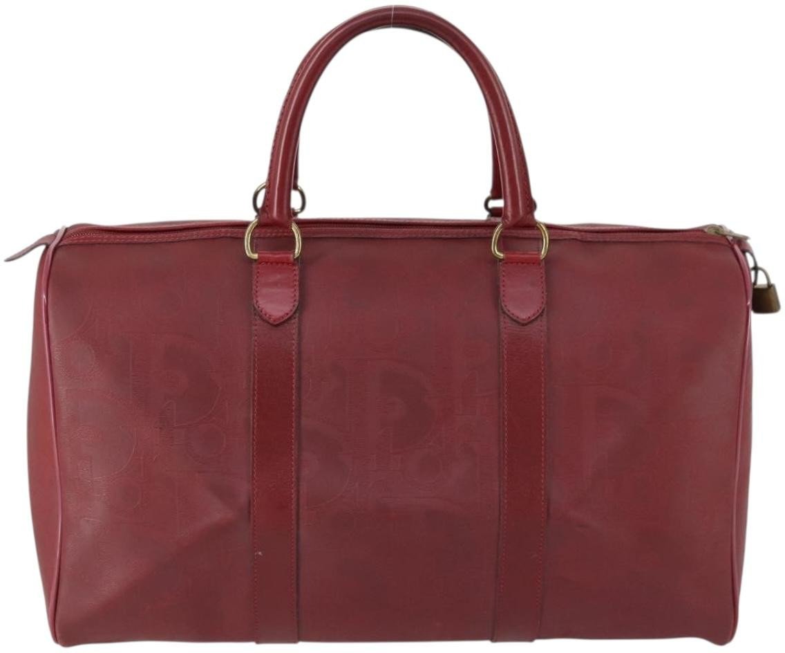 Dior Christian Dior Vintage Trotter Duffle Bag Diorissimo Canvas Medium Rood
