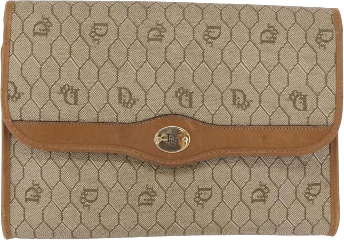 Dior Christian Dior Vintage Honeycomb chain Canvas Beige