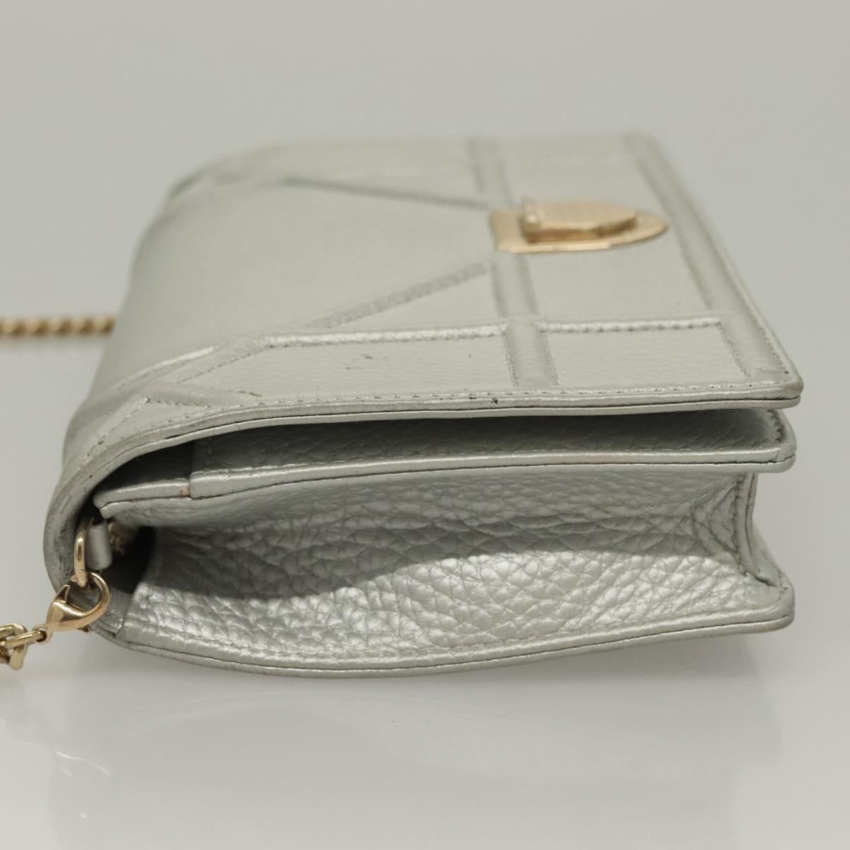 Dior Christian Dior Diorama Wallet on Chain Leather Zilver