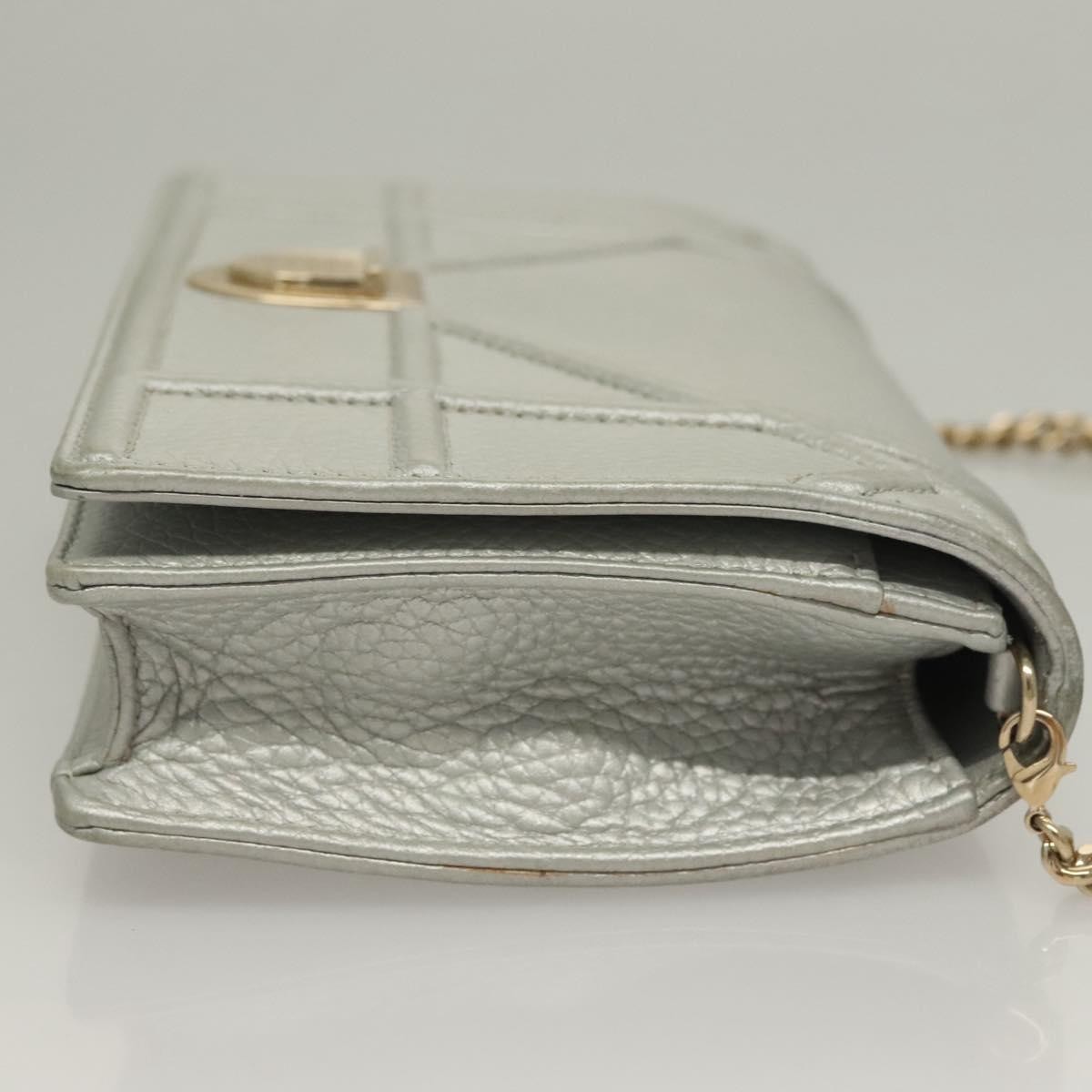 Dior Christian Dior Diorama Wallet on Chain Leather Zilver