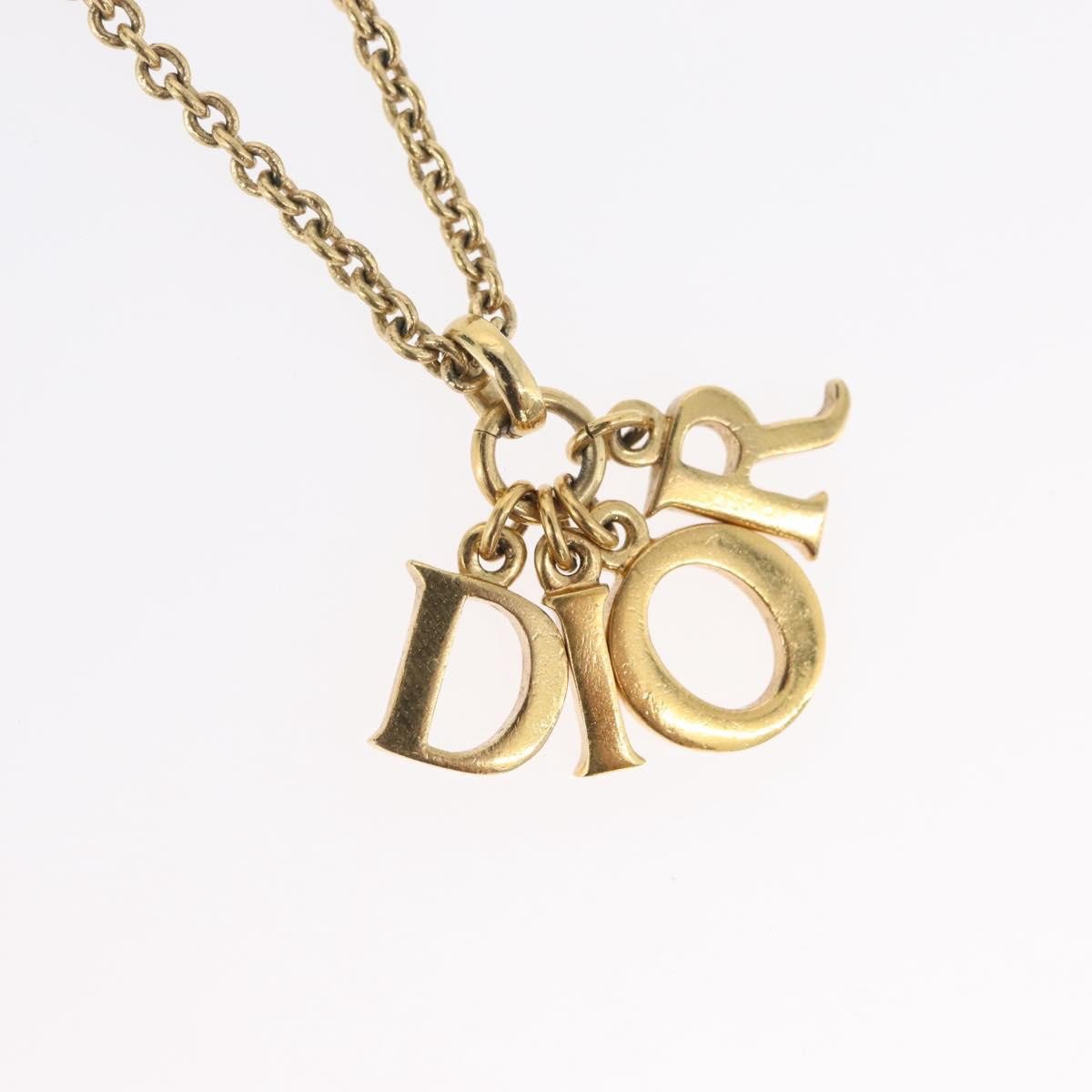 Dior Christian Dior Logo Necklace Gold Plated Goud