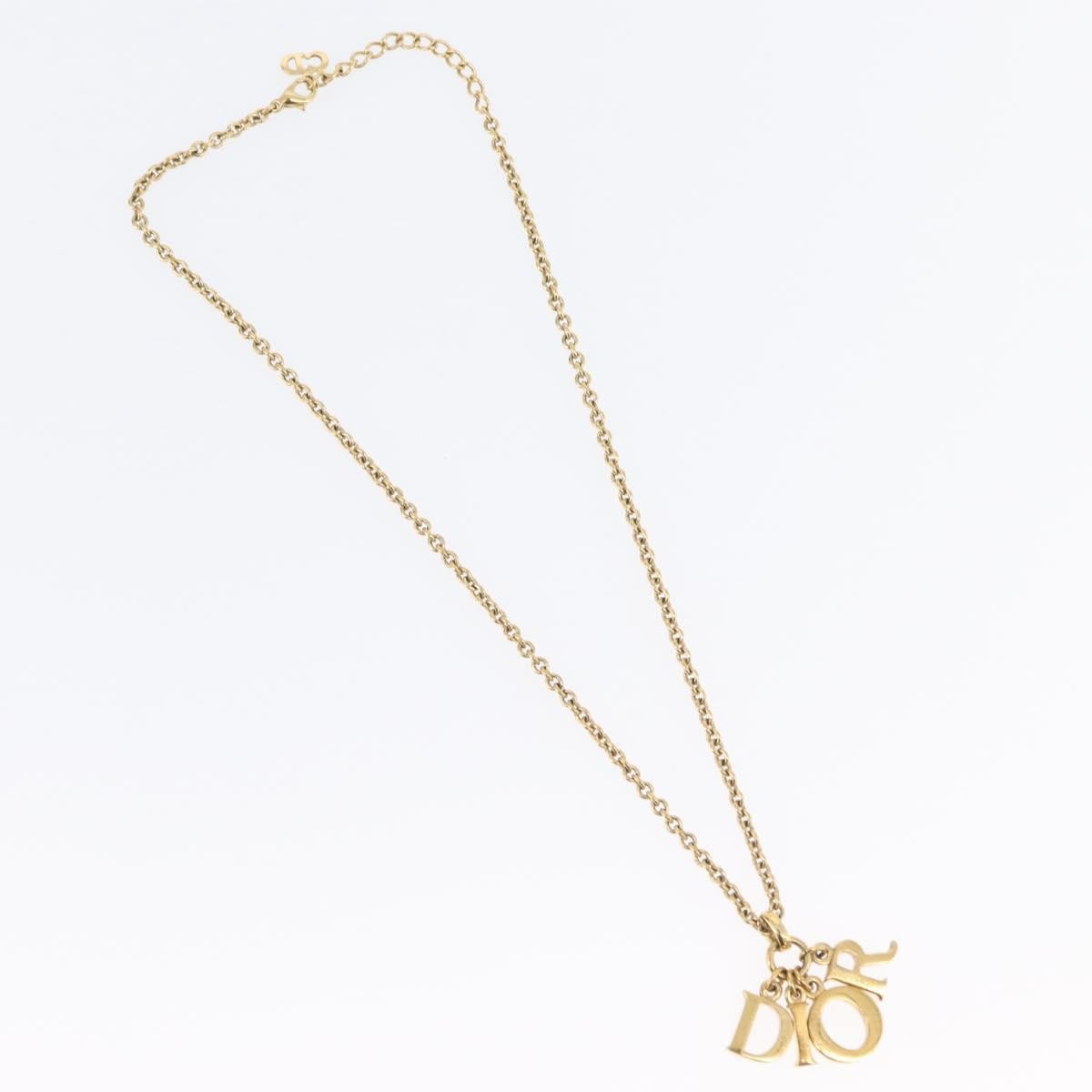 Dior Christian Dior Logo Necklace Gold Plated Goud
